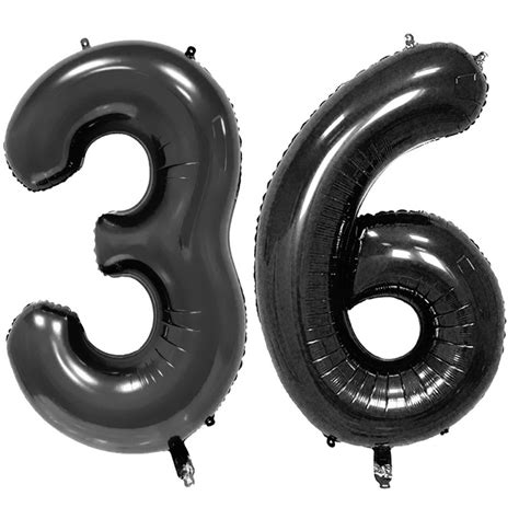 40inch Black Foil 36 Helium Jumbo Digital Number Balloons, 36th ...