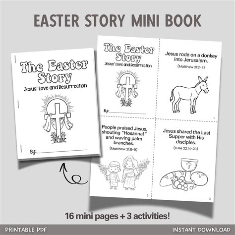 Easter Story Mini Book for Kids Printable, Coloring Bible Lesson Relig – Scribbled LLC