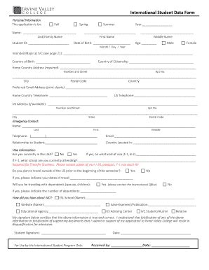 Student Data Form Templates | pdfFiller