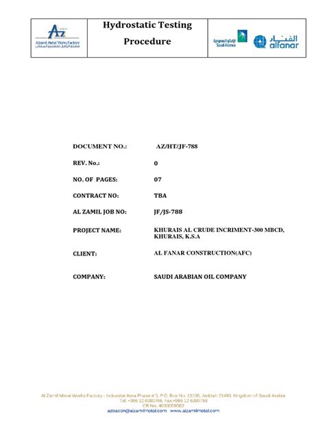Image result for Hydrostatic Testing Procedure