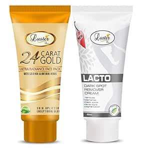 Luster Lacto Dark Spot Remover Cream & Gold Face Pack | Combo | Removes ...