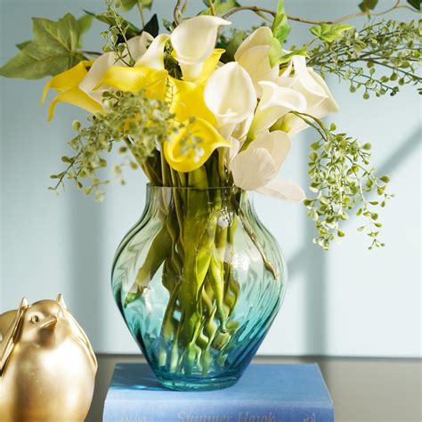 Pure Home + Living Blue and Green Ombre Swirl Textured Glass Vase ...