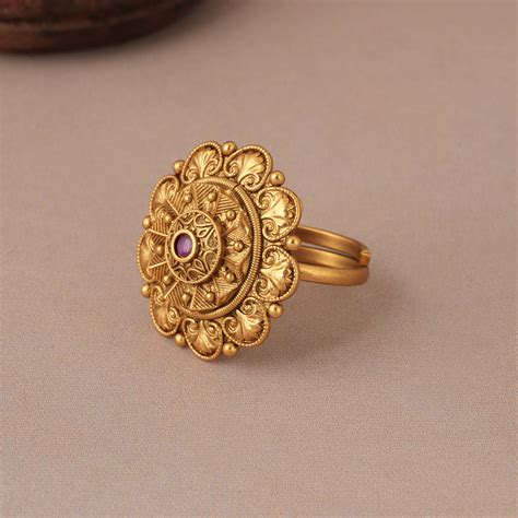 Stunning cocktail antique gold adjustable finger ring for women I Buy ...