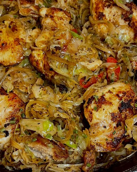 Melinda Keen | CHICKEN THIGHS & SAUTÉED CABBAGE This one skillet meal ...