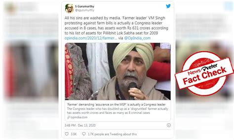 Fact check: Farmer leader VM Singh is billionaire, but not member of ...
