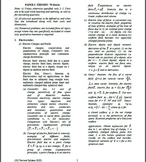 Image result for Physics Class 12 ISC Syllabus