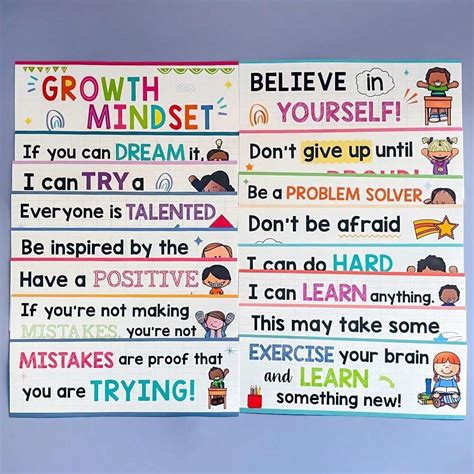 16 Pcs Growth Mindset Classroom Banner/Posters For Decorations ...