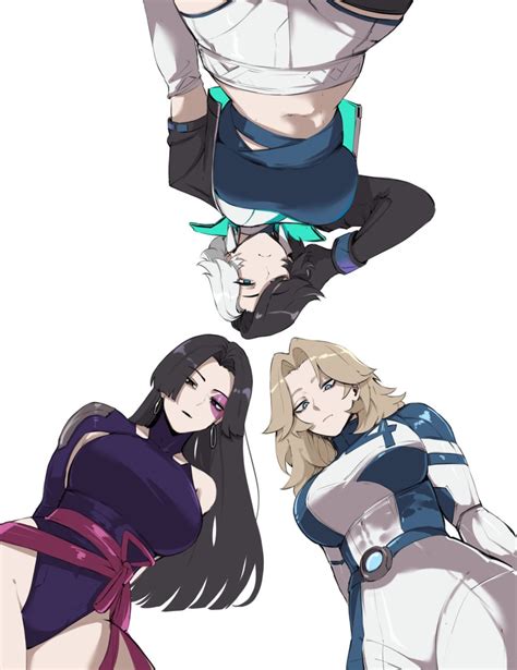 psylocke, sue storm, and luna snow (marvel and 3 more) drawn by masoq ...