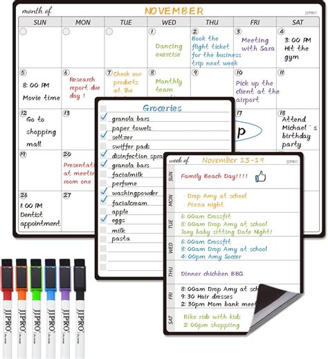 Magnetic Dry Erase Monthly Calendar Whiteboard Set for Fridge -One ...