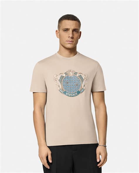 Crystal Starfish Blason T-Shirt Beige | VERSACE TH