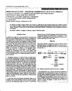 Production of gallium - preliminary experiences of a pilot plant ...