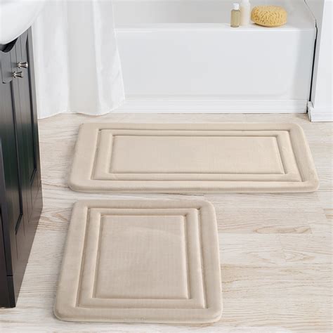 Mainstays 2 Piece Beige Memory Foam Bath Rug Set, Available in Multiple ...