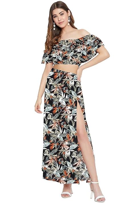 Buy COOL AND CASUAL Women's Floral Printed Two Piece Dress Western ...
