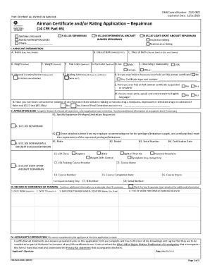 FAA Form 8610-3 Airman Certificate Application - Blank Fillable ...