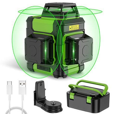 Huepar Laser Level Self Leveling 3x360 3D Cross Line Laser Green Beam ...