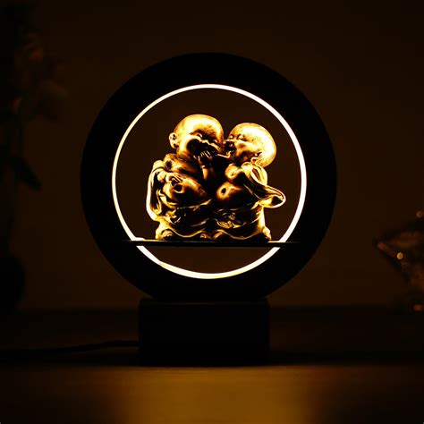 2 Laughing Buddha Monk Decorative Circular Night Lamp – eCraftIndia