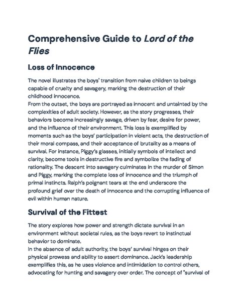 Comprehensive Analysis of Themes in "Lord of the Flies" (ENG 101) - Studocu