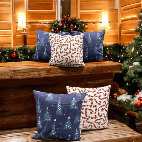 Buy LUSHLYF Christmas Trees & Candy Cane Velvet Cushion Cover Combo ...