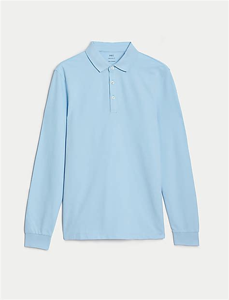 Buy Pure Cotton Long Sleeve Polo Shirt at Marks & Spencer