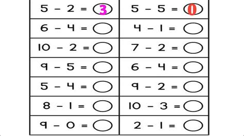 Image result for Basic Subtraction Math Worksheets