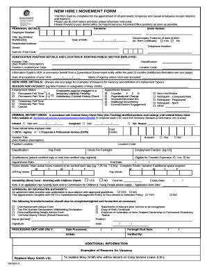 NEW HIRE / MOVEMENT - education qld gov Doc Template | pdfFiller