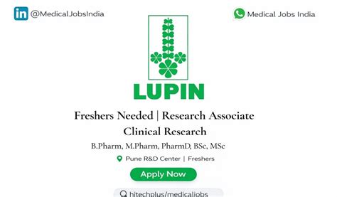 Lupin Hiring Research Associate – Clinical Research | Freshers | Pune R ...
