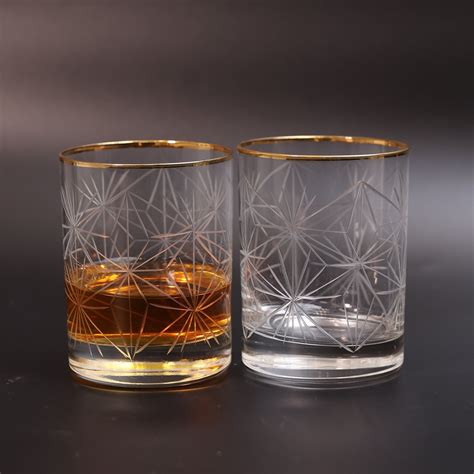 Regal Gold Rim Crystal Whiskey Glass - Set of 2