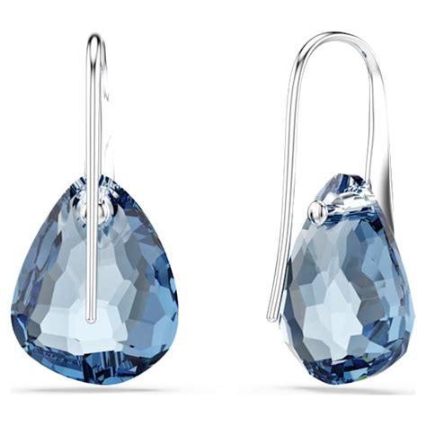 Galet drop earrings, Blue, Rhodium plated | Swarovski