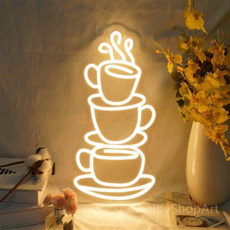 3 Coffee Cups Neon Sign – Lets Custom Studio - Custom Neon Signs