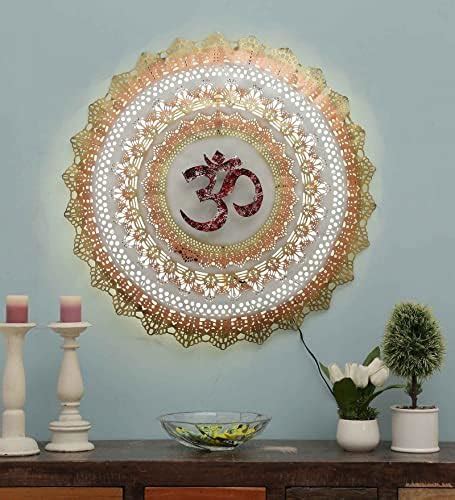 SUNTOWN Wrought Iron OM DÉCOR LED Decorative Showpiece for Wall Decor ...
