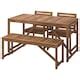 NÄMMARÖ table+2 chairs+ bench, outdoor, light brown stained, 140 cm ...