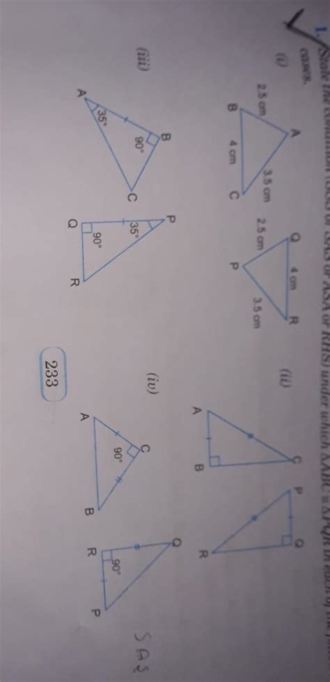 state the condition ( SSS or SAS or ASA or RHS) under which triangle ...