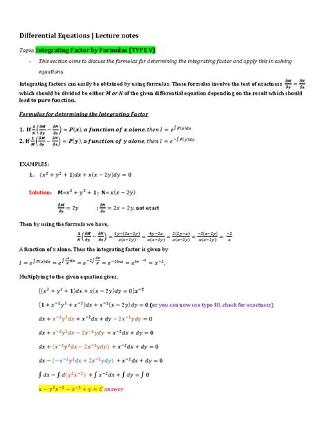 Image result for Integrating Factor Example