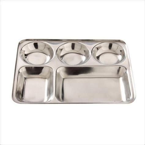 Neelkamal Designer Stainless Steel Square 5-Box Plate, Set of 6 PCs ...