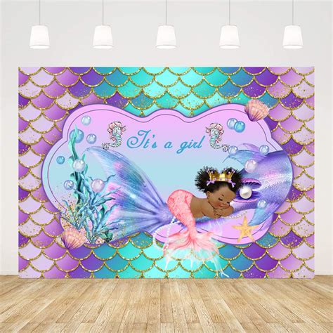 Ticuenicoa 7x5ft Its A Girl Mermaid Baby Shower Decorations Girl ...