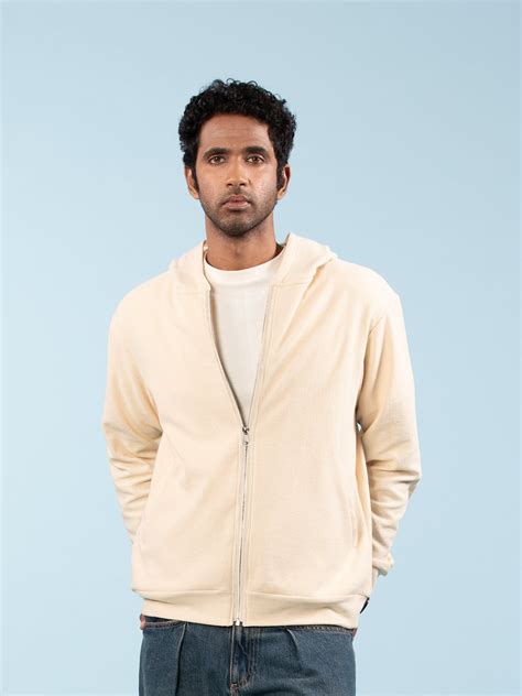 Buy Men's Lightweight Ivory Cotton Hoodie Online in India – Love Pangolin