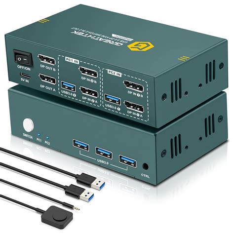 8k 60hz Displayport Kvm Switch 2 Monitors 2 Computers Usb | Desertcart ...