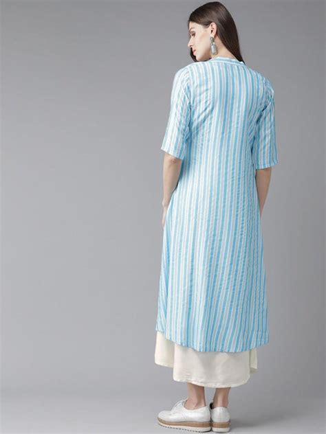 Buy Off-White Striped Rayon Dress With Jacket Online at Rs.1121 | Libas