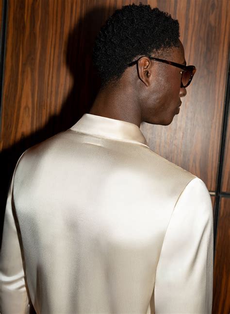 Pearl Satin Oversize Dagger Collar Shirt & Phix