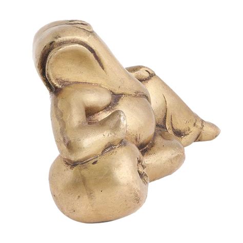 Handmade Golden Brass Relaxing Ganesha Statue