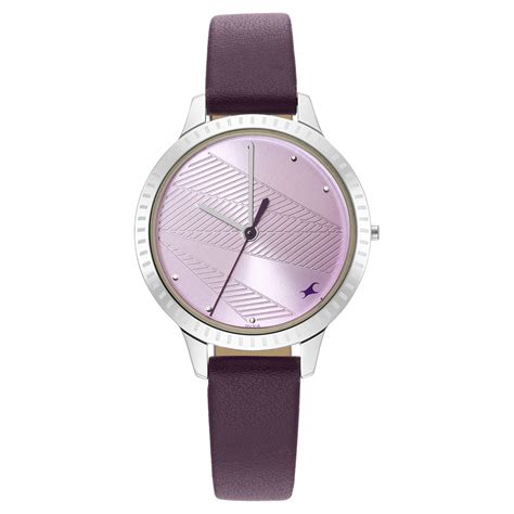 Buy Online Fastrack Stunners Quartz Analog Purple Dial Leather Strap ...