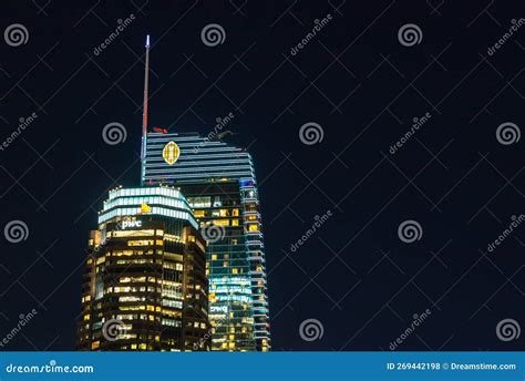 Los Angeles PWC and Intercontinental Downtown Buildings at Night ...