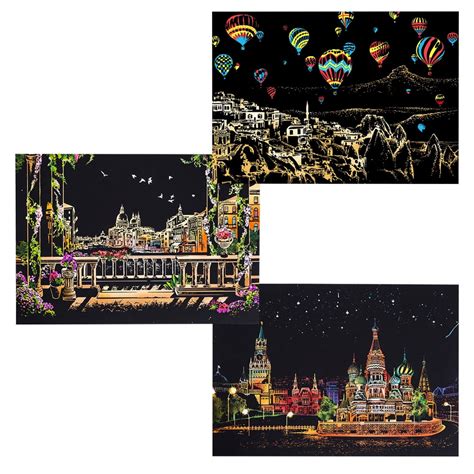 Buy Frcolor 3 Pcs Large City Night Scratch Picture Night View Scraping ...