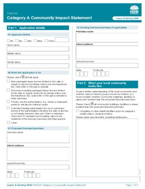 Fillable Online FM2009 Community Impact Statement CategoryA. Community ...