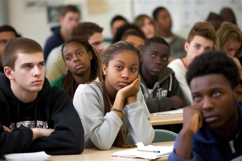 Diverse students looking bored in classroom setting | Premium AI ...