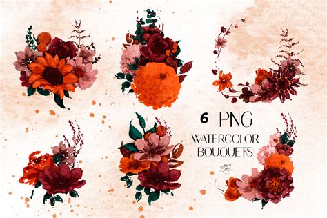 Watercolor Flowers PNG Autumn Flower PNG Graphic by Paperjamlab ...