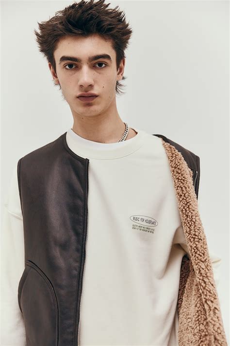 Oversized Fit Printed sweatshirt - Cream/Houseplants - Men | H&M IN