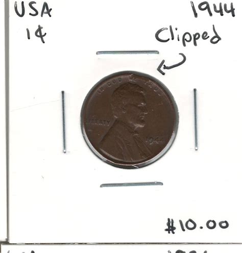 United States: 1944 1 Cent Clipped - London Coin Centre Inc.