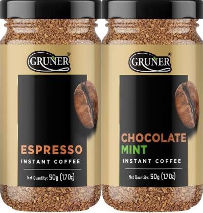 Gruner Instant Coffee Espresso and Chocolate Mint flavoured coffee 50g ...