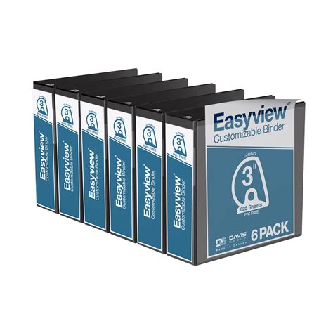 EasyView Premium Angled D-Ring 3-Inch Binders with Clear-View Covers ...